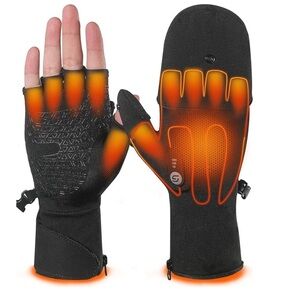 NEW JS Lifestyle Black Heated Rechargeable Gloves with Flip Cover – XL